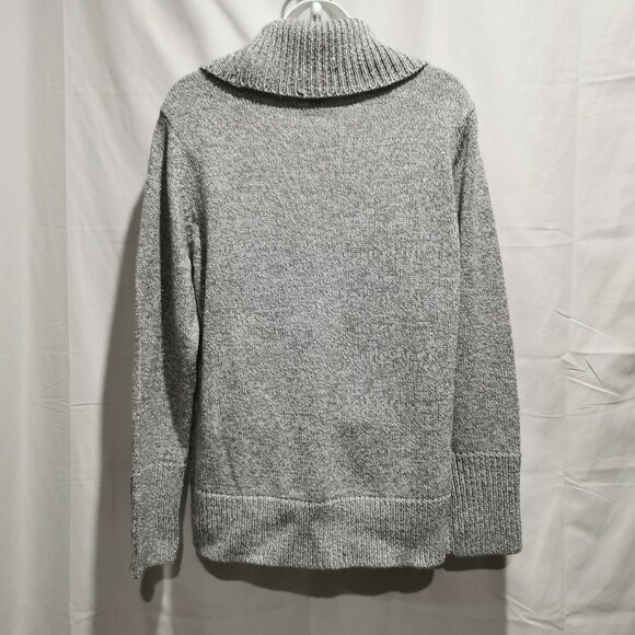 Grey Turtleneck with Metallic Thread Accent Throughout Size XLP EUC #177 - Picture 3 of 7